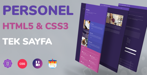Personel - HTML5 & CSS3 Kişisel Tek Sayfa Tema