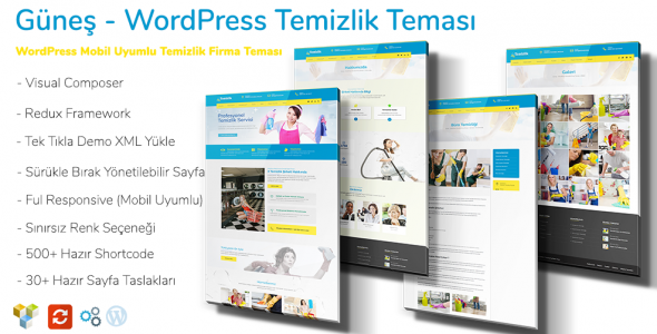 Güneş - WordPress Temizlik Firma Teması